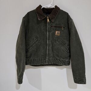 Vintage Carhartt YYJ97 MOS Baby Detroit Jacket Moss Green Boys Size 8 USA Made
